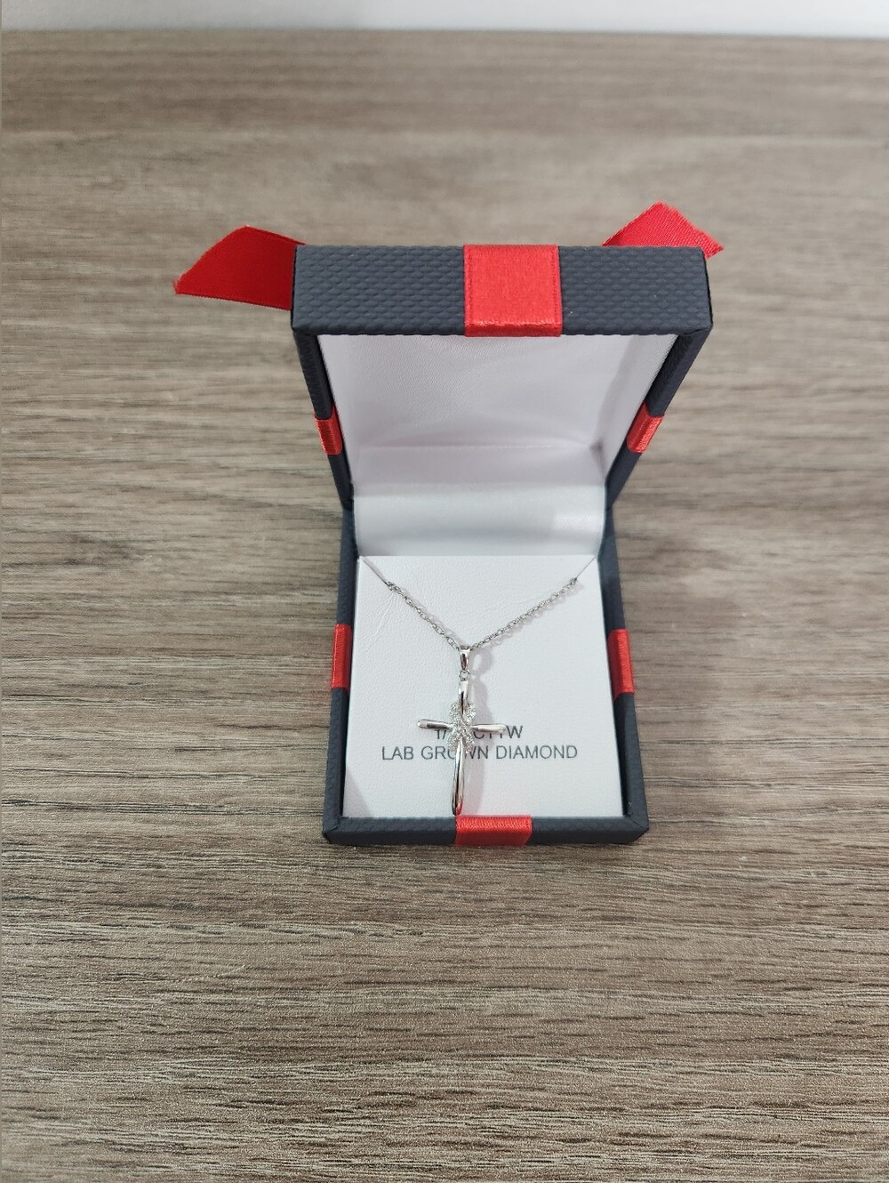 1/10 CTTW Lab Grown Diamond Sterling Silver Cross Pendant 18” Necklace